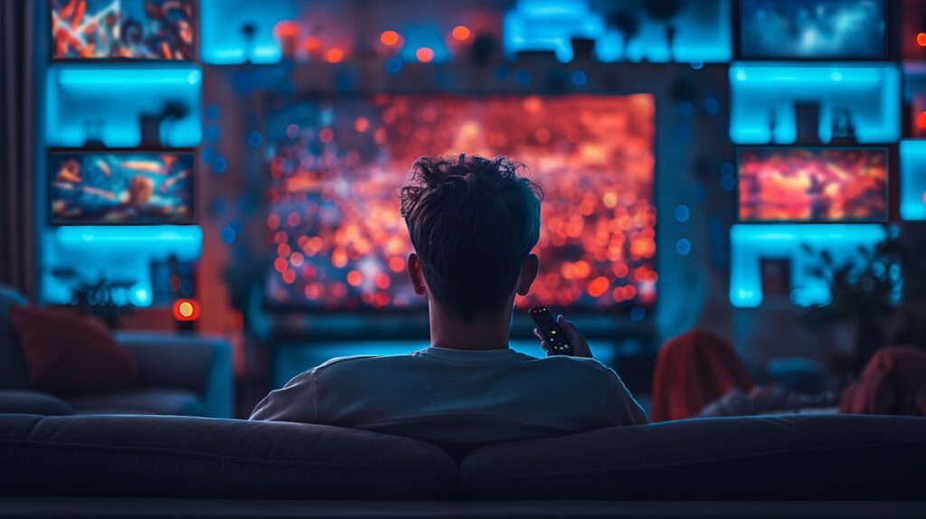 Man Watching Screens